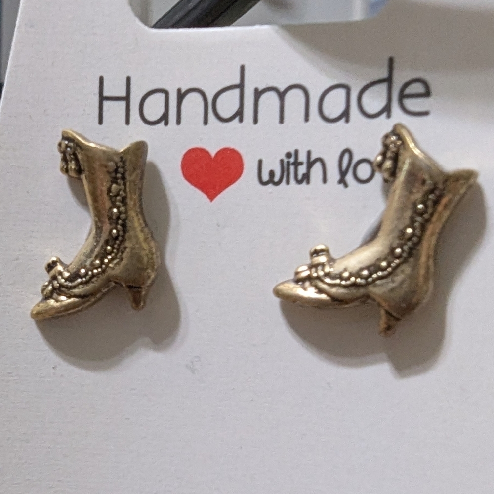 Handmade Gold Boot Earrings